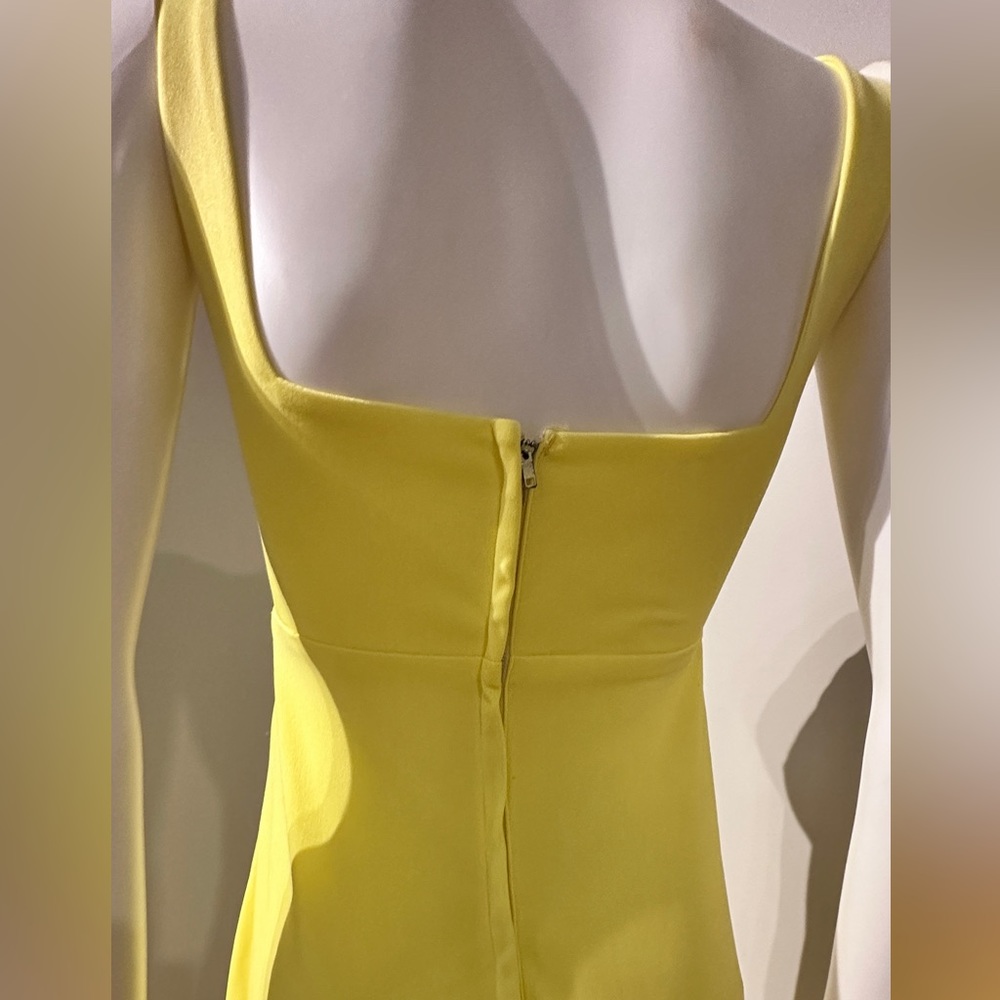 Vintage yellow maxi dress w/ cinched bust & matching sheer floral print jacket. - Picture 5 of 9